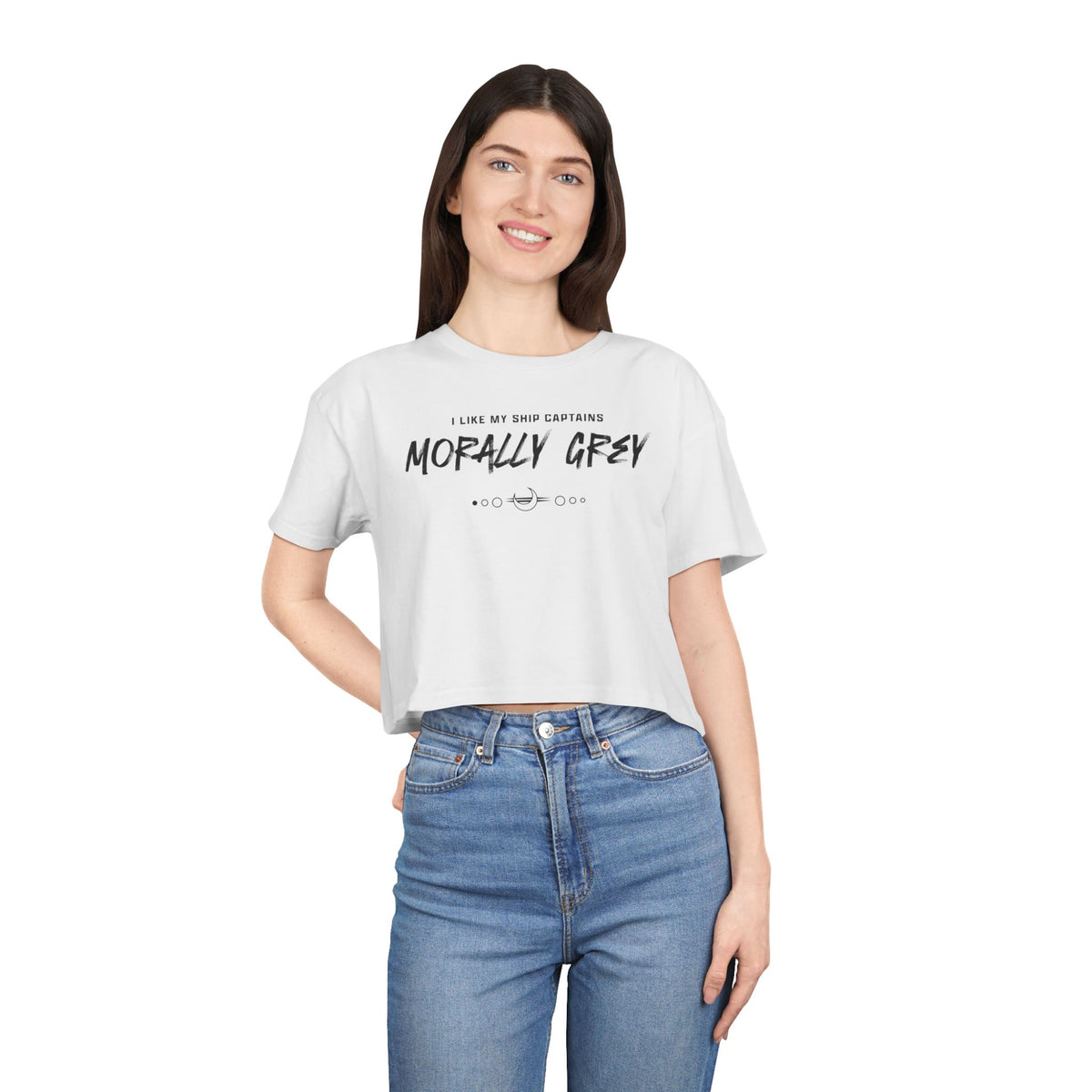 I Like My Ship Captains Morally Grey Crop Tee
