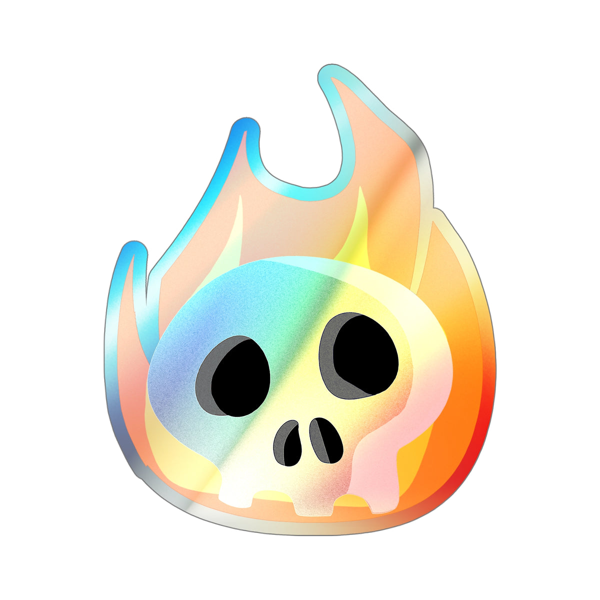 Flaming Skull Holographic Sticker