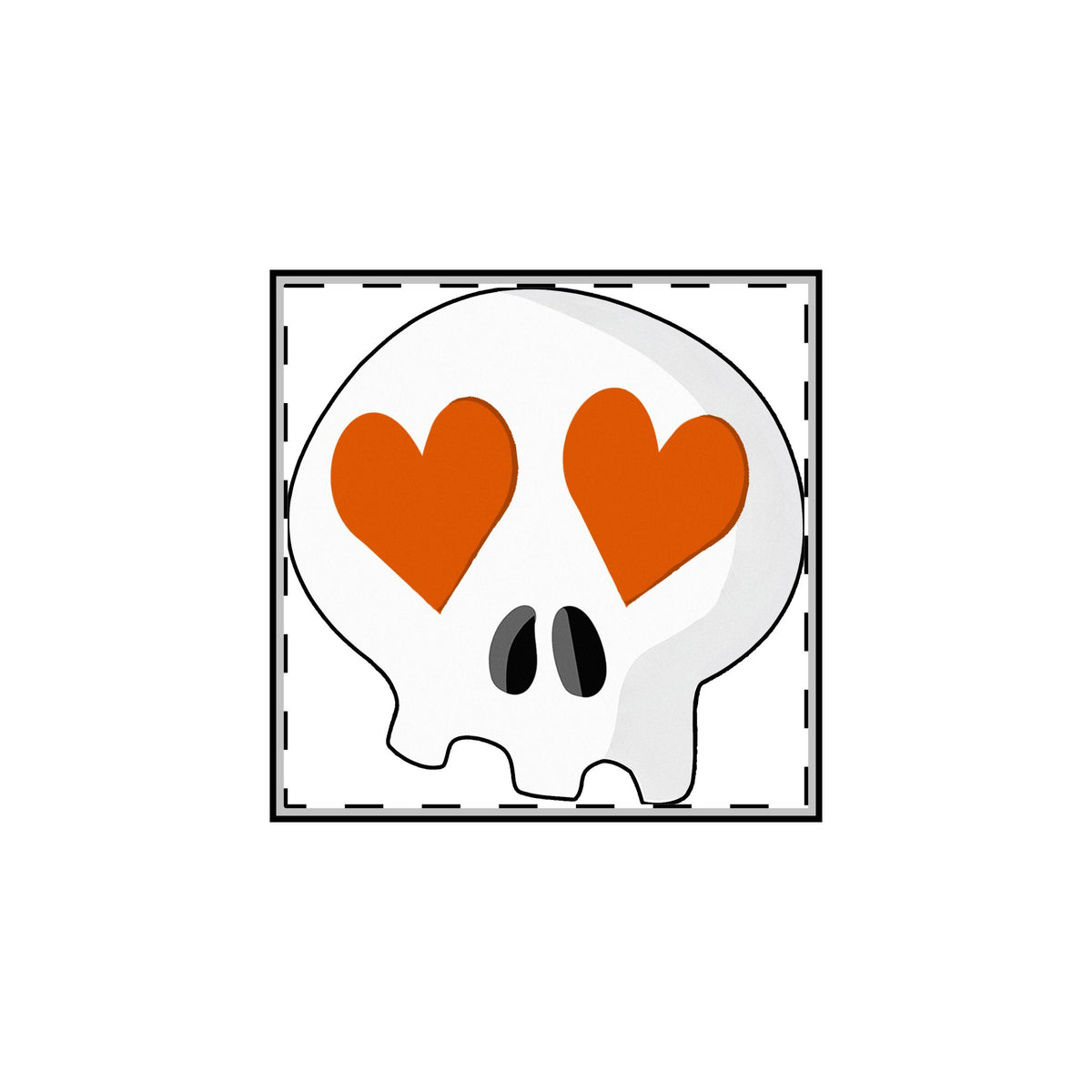 Heart-Eyes Skull Pin (Orange)