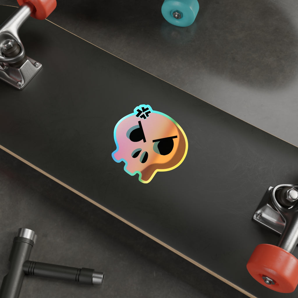 Angry Skull Holographic Sticker