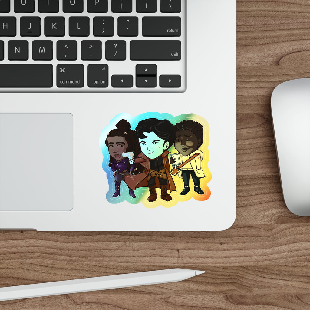 Grey, Minn, and Farlow Holographic Sticker (Chibi-Style)