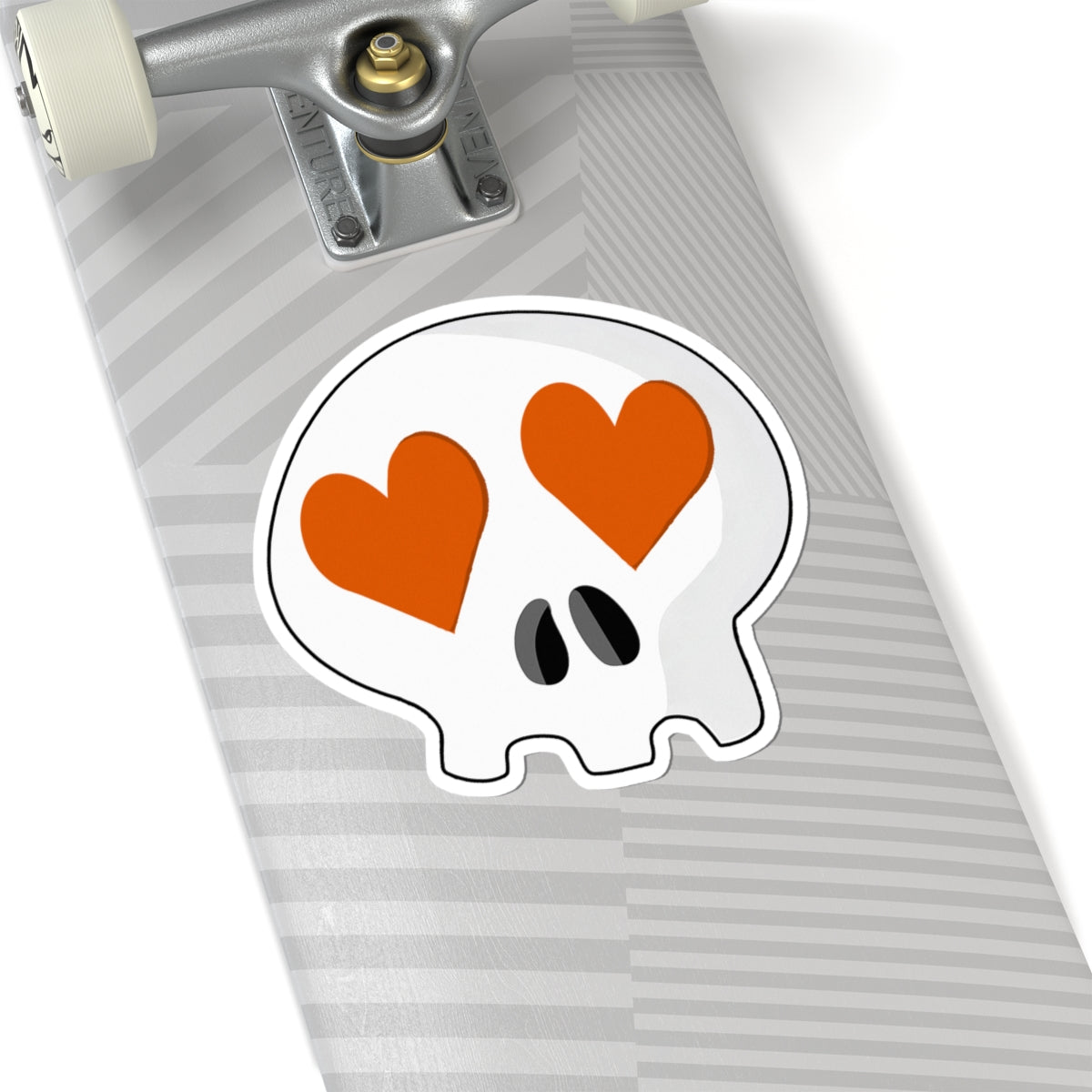 Heart-Eyes Skull Sticker (Orange)