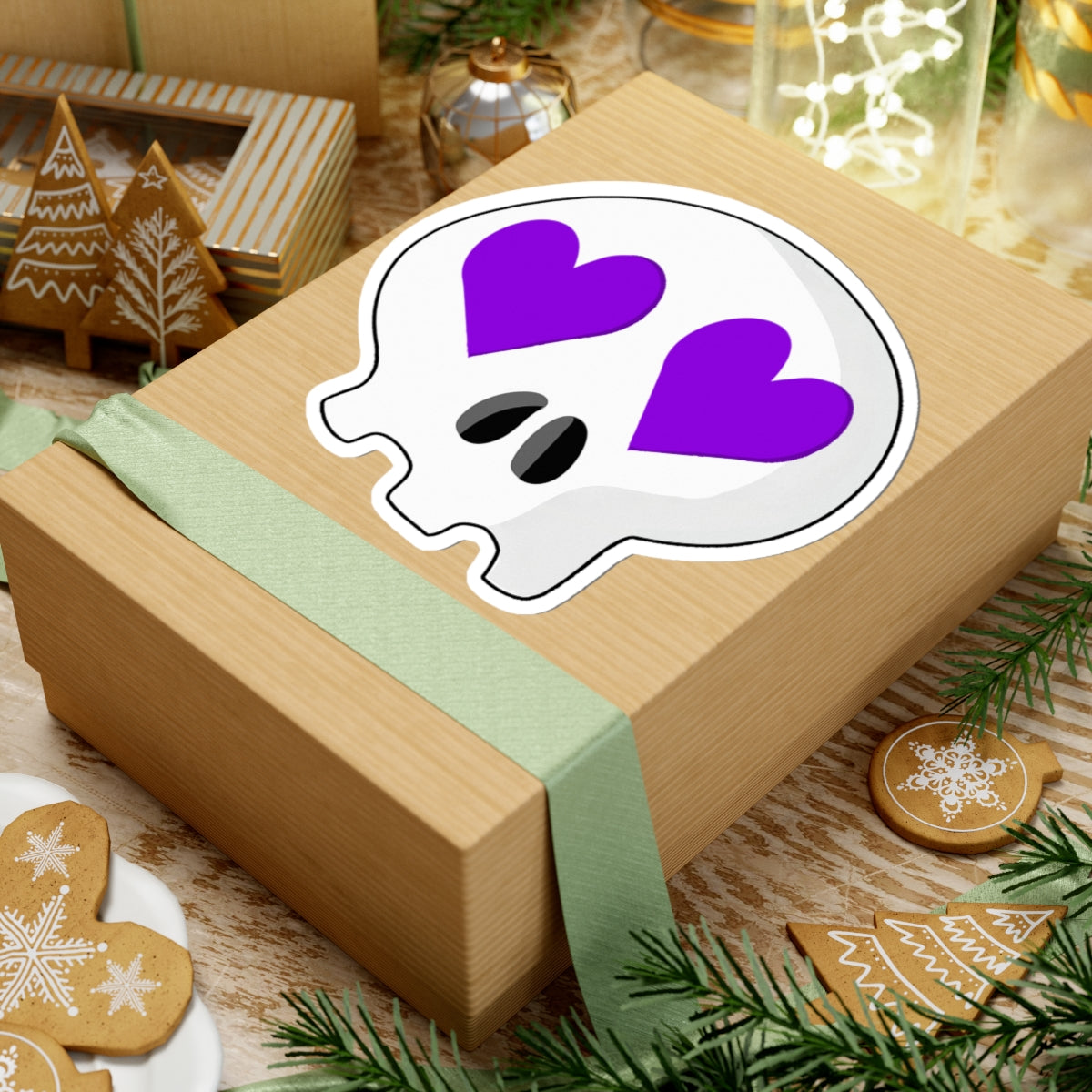 Heart-Eyes Skull Sticker (Purple)