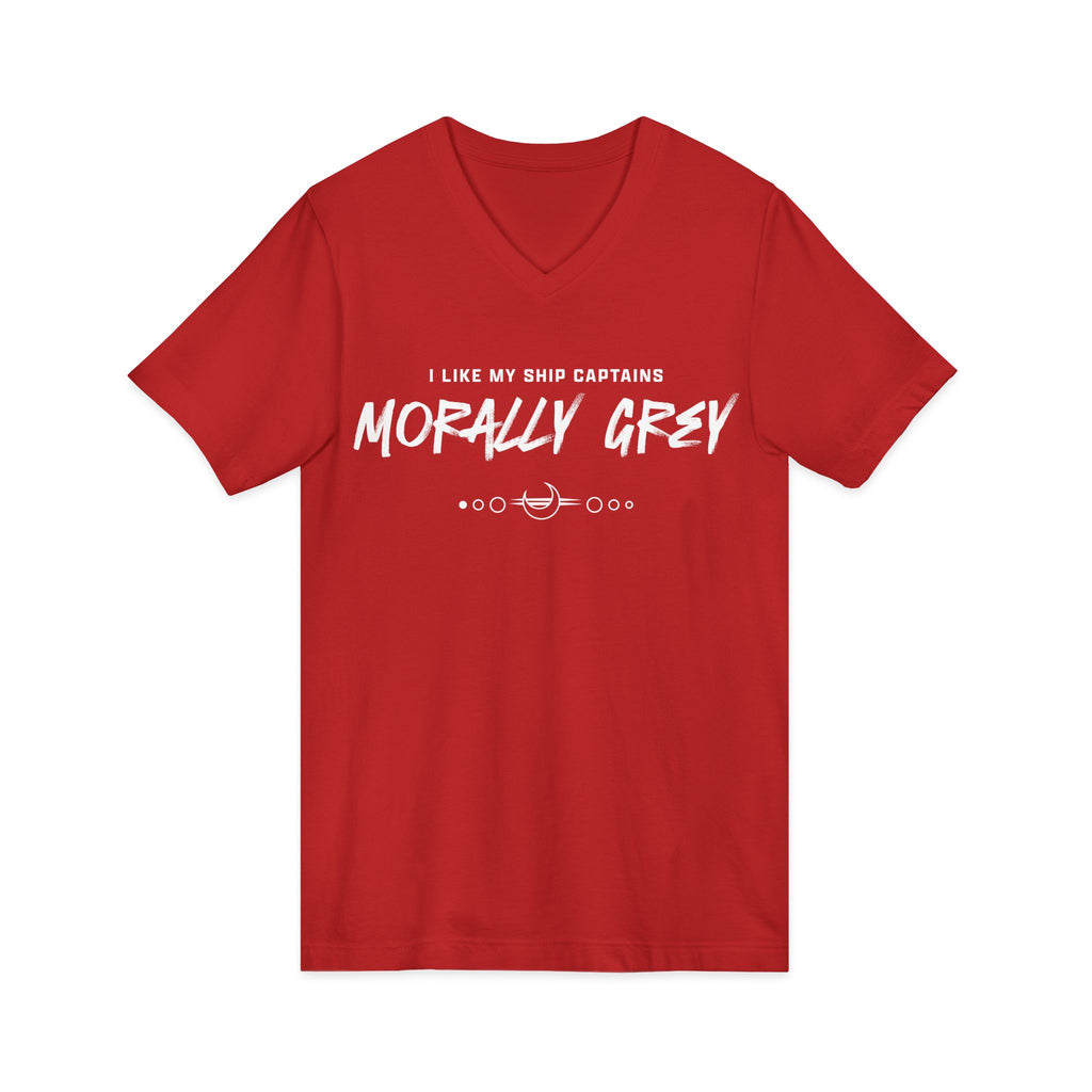 I Like My Ship Captains Morally Grey V-Neck Tee