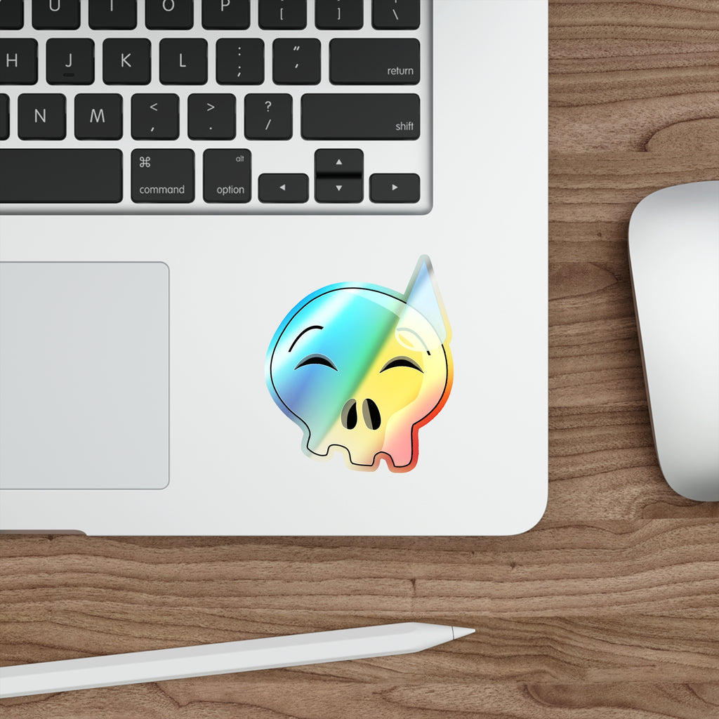 Nervous Sweating Skull Holographic Sticker