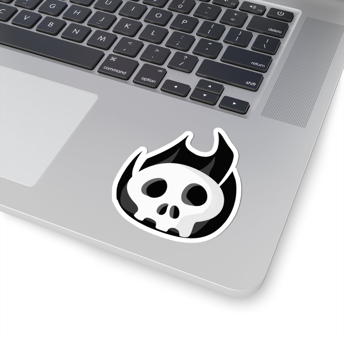 Black Fire Flaming Skull Sticker
