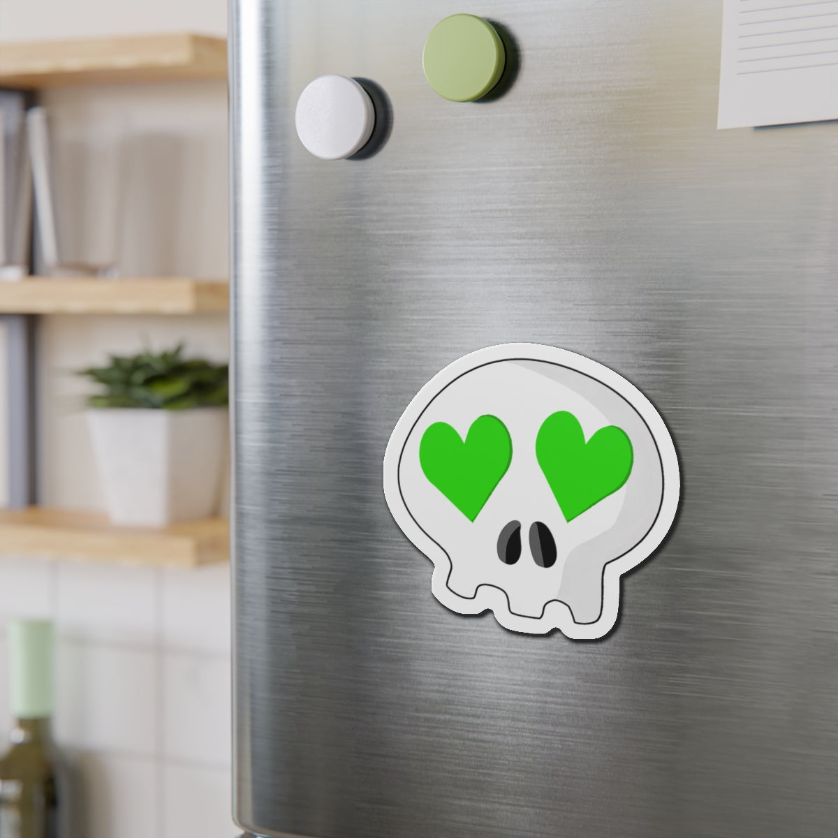 Heart-Eyes Skull Magnet (Green)