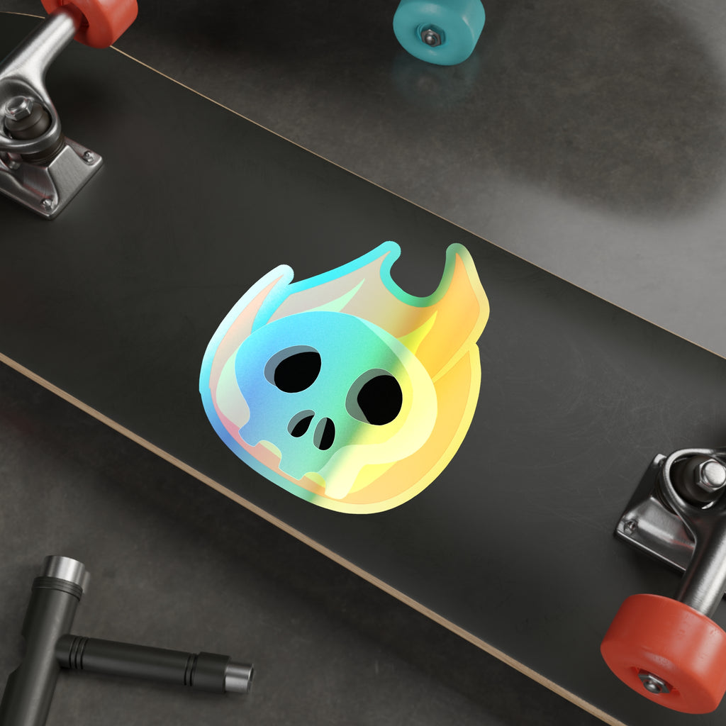 Flaming Skull Holographic Sticker