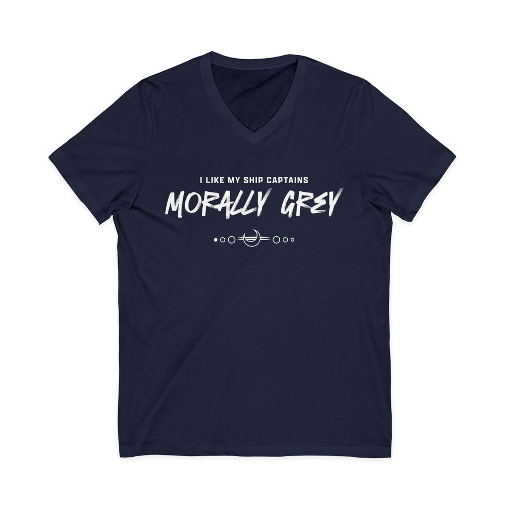 I Like My Ship Captains Morally Grey V-Neck Tee