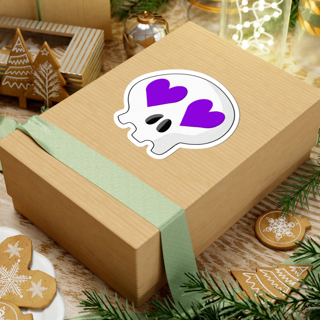 Heart-Eyes Skull Sticker (Purple)