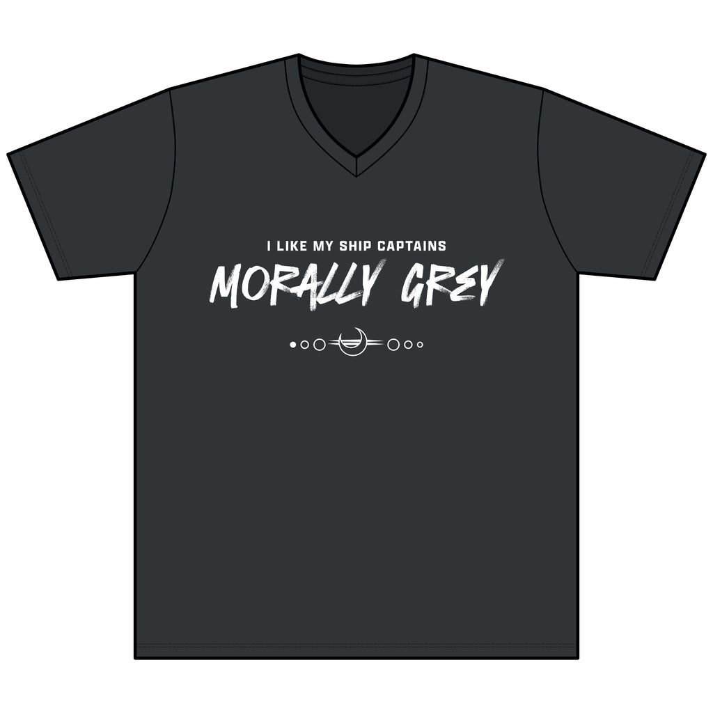 I Like My Ship Captains Morally Grey Heather V-Neck Tee