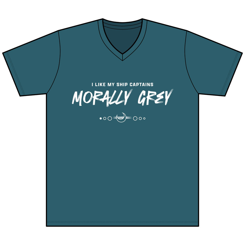 I Like My Ship Captains Morally Grey Heather V-Neck Tee