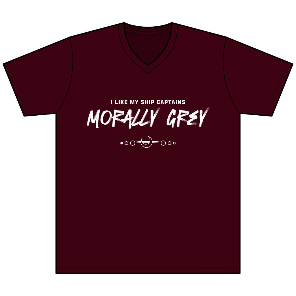 I Like My Ship Captains Morally Grey Heather V-Neck Tee
