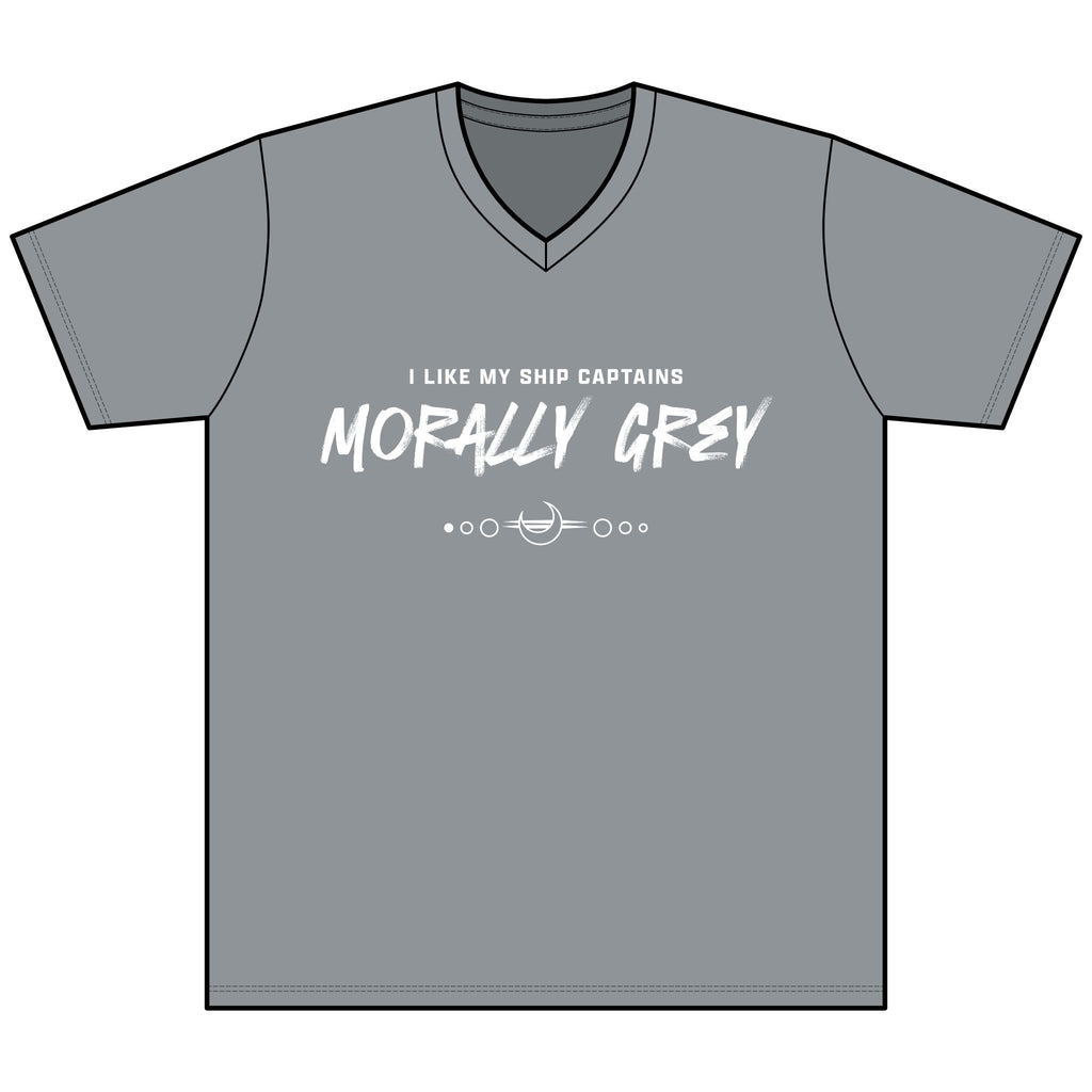 I Like My Ship Captains Morally Grey Heather V-Neck Tee