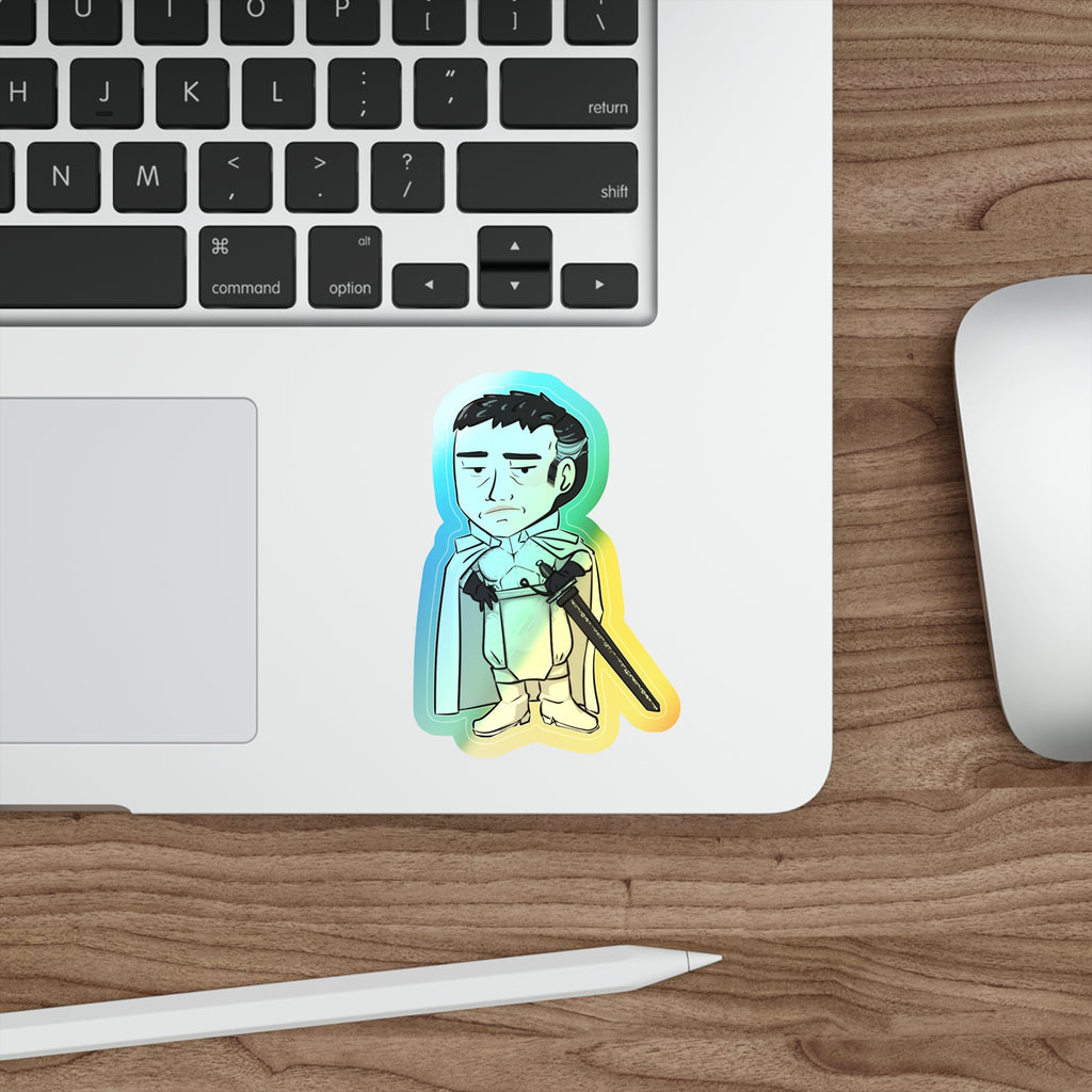 Rook with Black Sword Holographic Sticker (Chibi-Style)