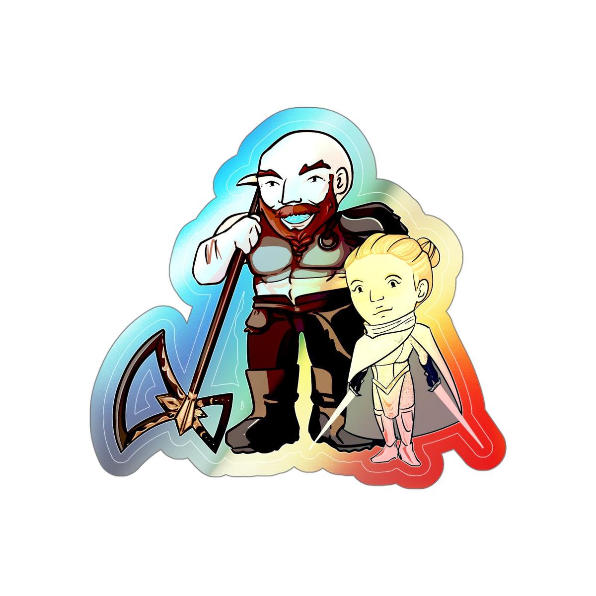 Dot and Mars Holographic Sticker (Chibi-Style)