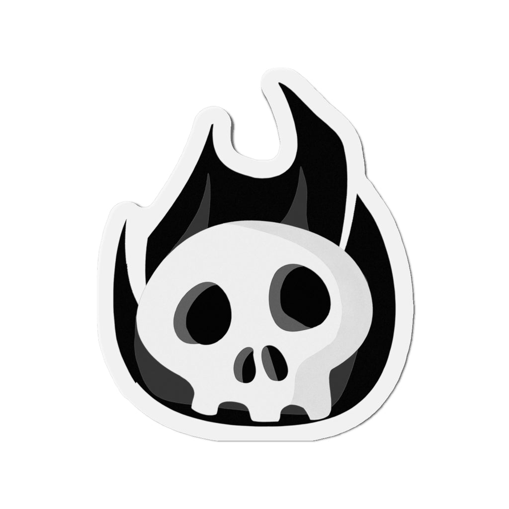 Black Fire Flaming Skull Magnet