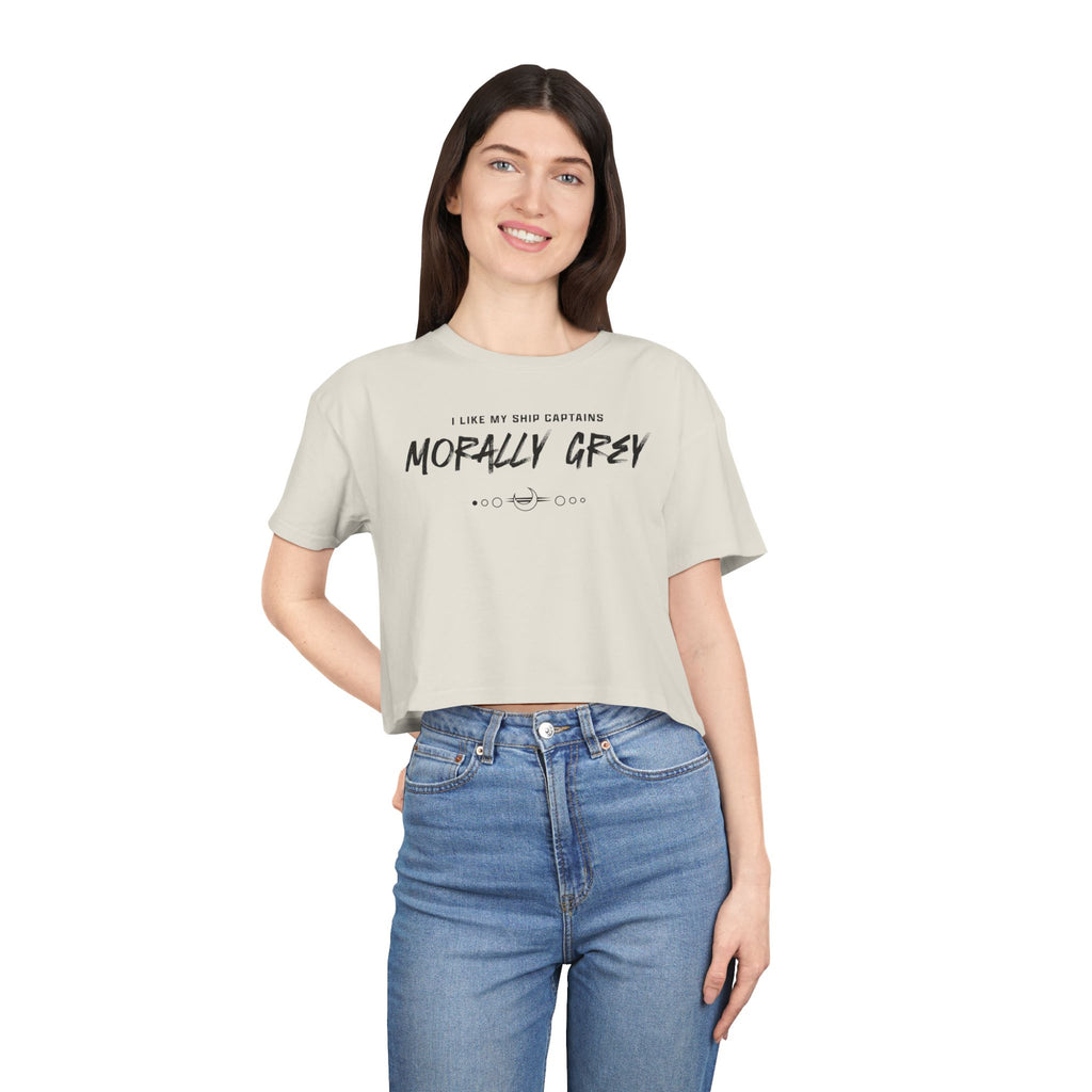 I Like My Ship Captains Morally Grey Crop Tee