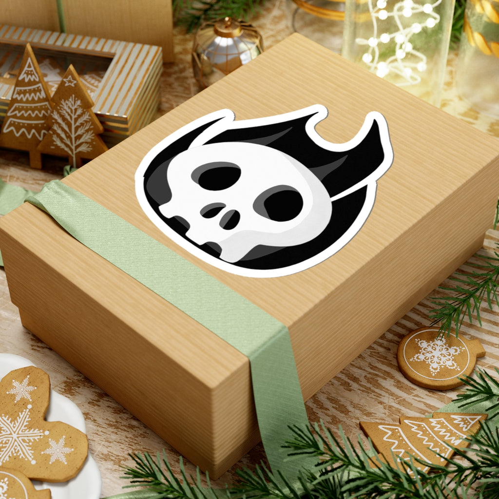 Black Fire Flaming Skull Sticker