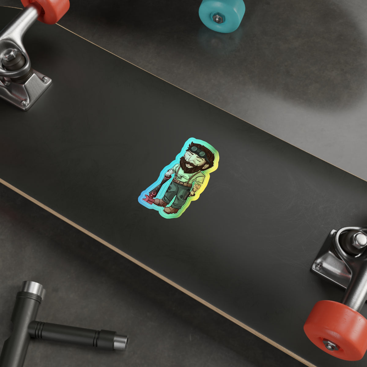 Bones Holographic Sticker (Chibi-Style)
