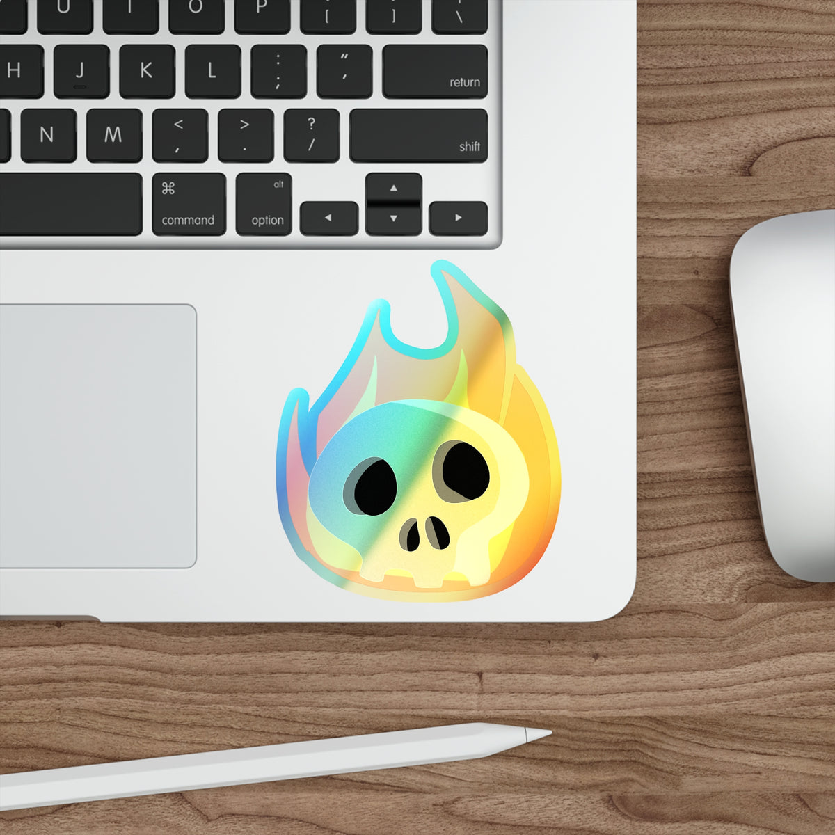 Flaming Skull Holographic Sticker