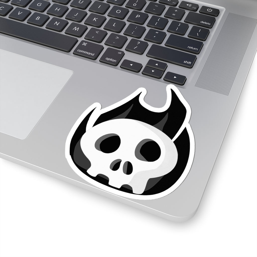Black Fire Flaming Skull Sticker