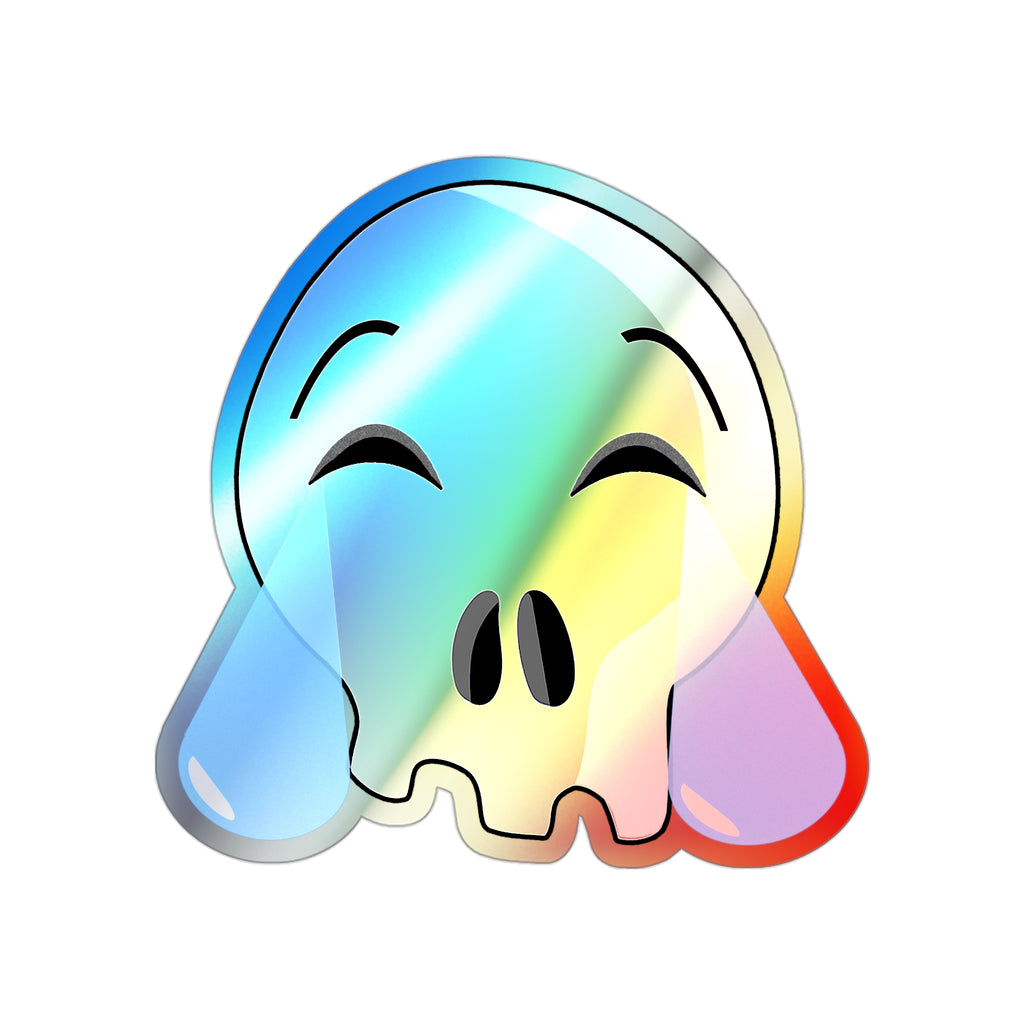 Laughing Crying Skull Holographic Sticker