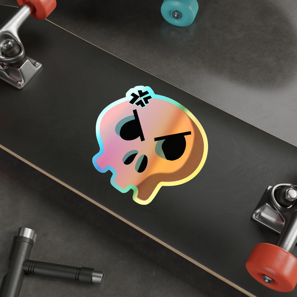Angry Skull Holographic Sticker