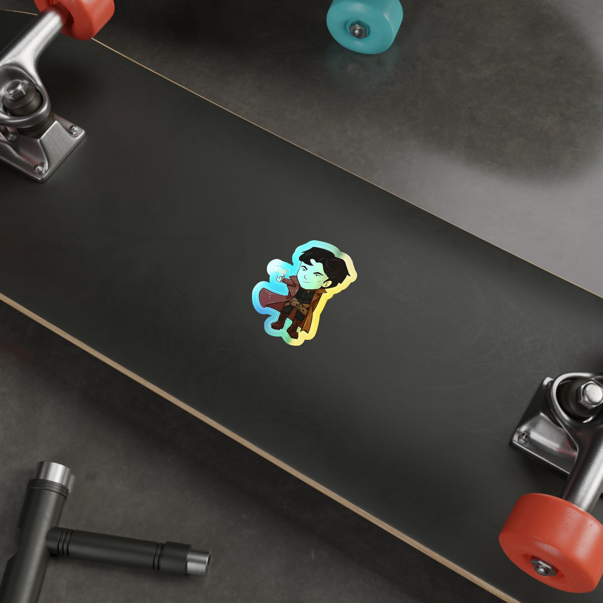 Grey Holographic Sticker (Chibi-Style)