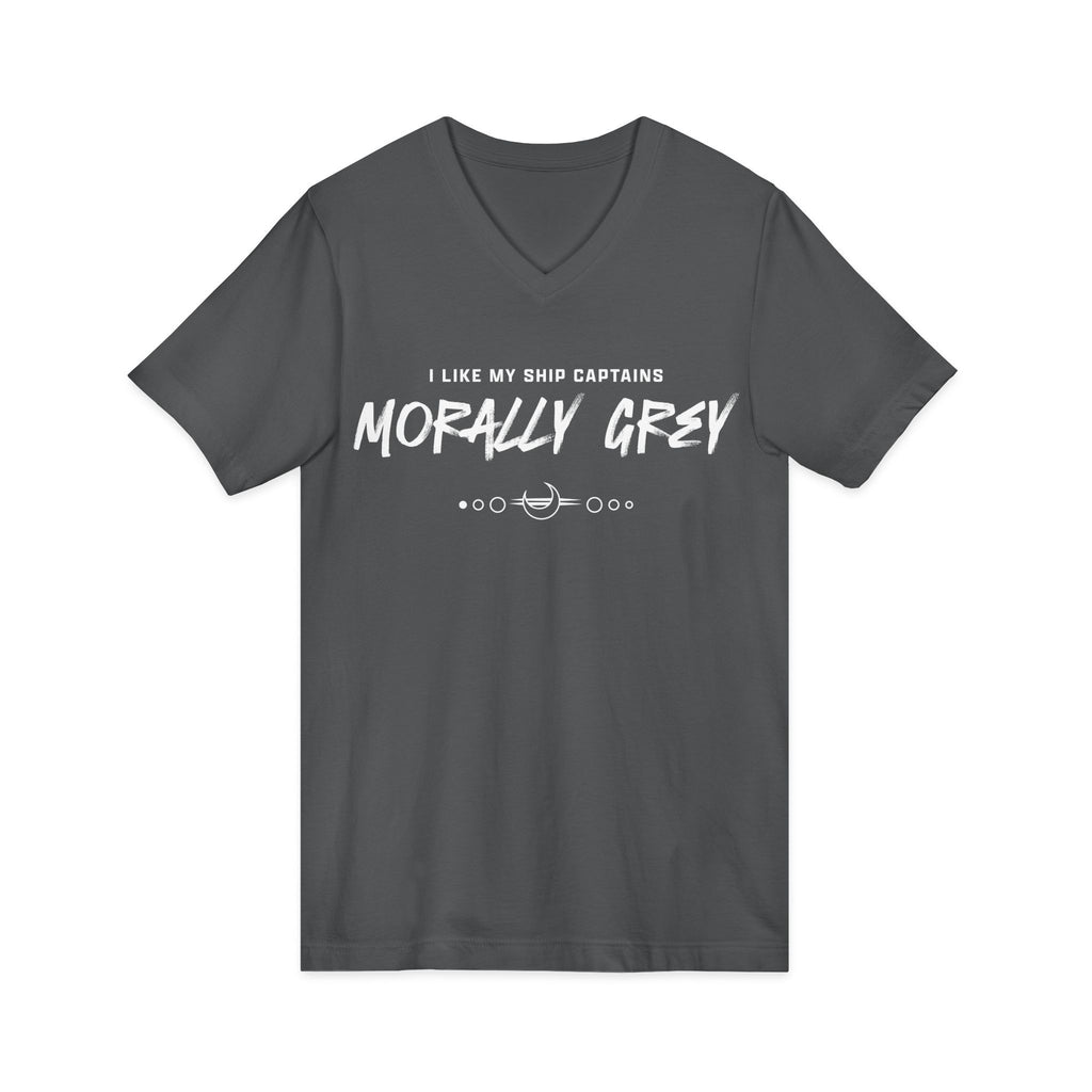 I Like My Ship Captains Morally Grey V-Neck Tee