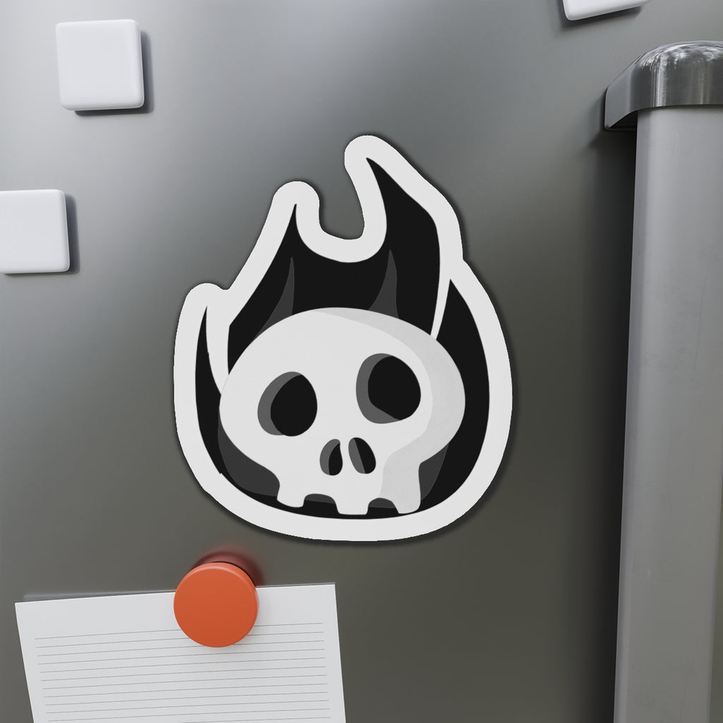 Black Fire Flaming Skull Magnet