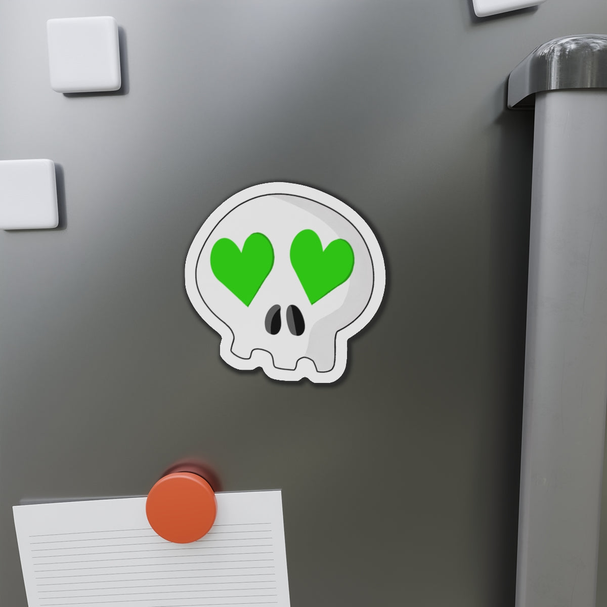 Heart-Eyes Skull Magnet (Green)