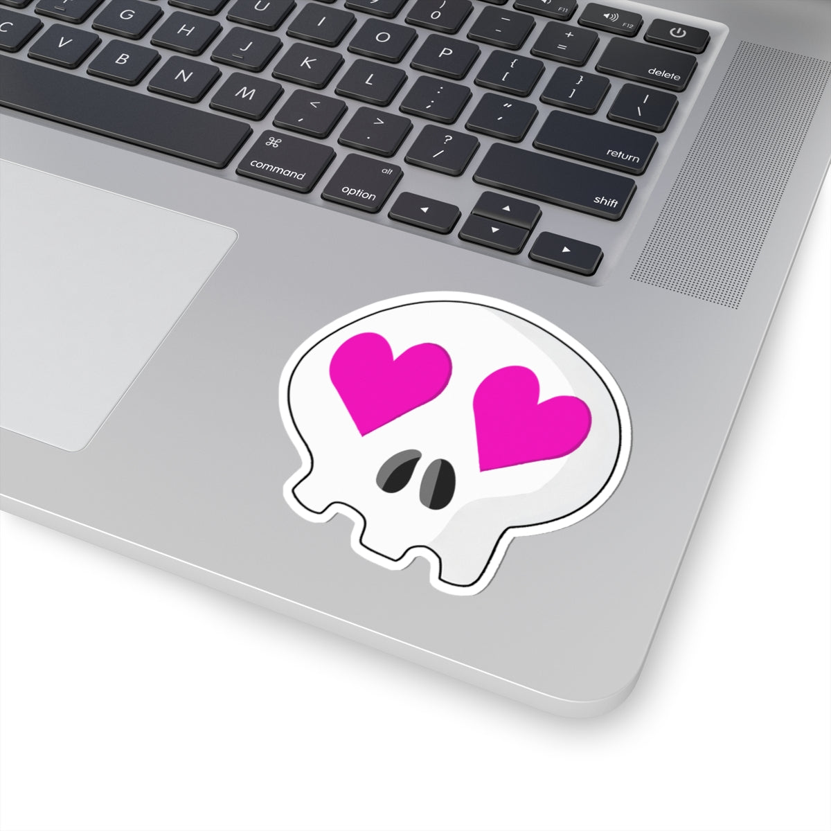 Heart-Eyes Skull Sticker (Pink)