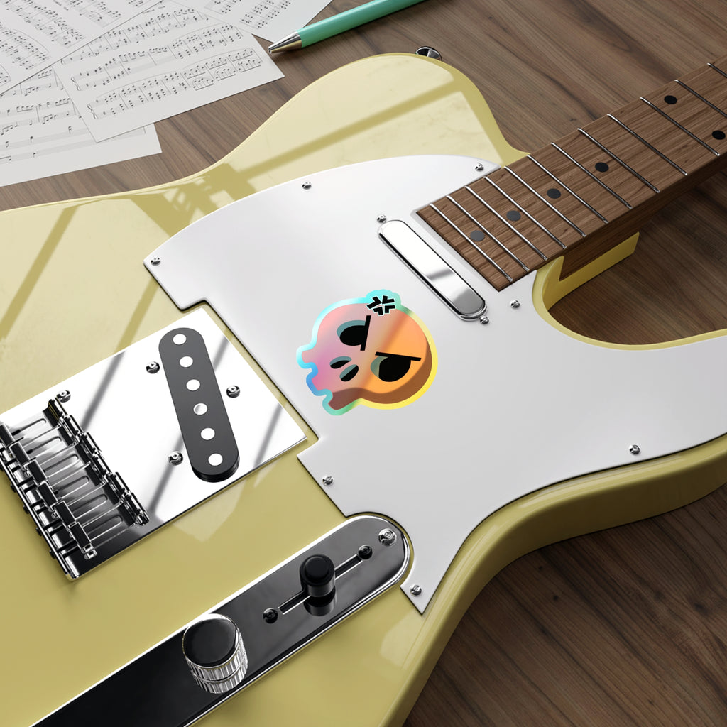Angry Skull Holographic Sticker