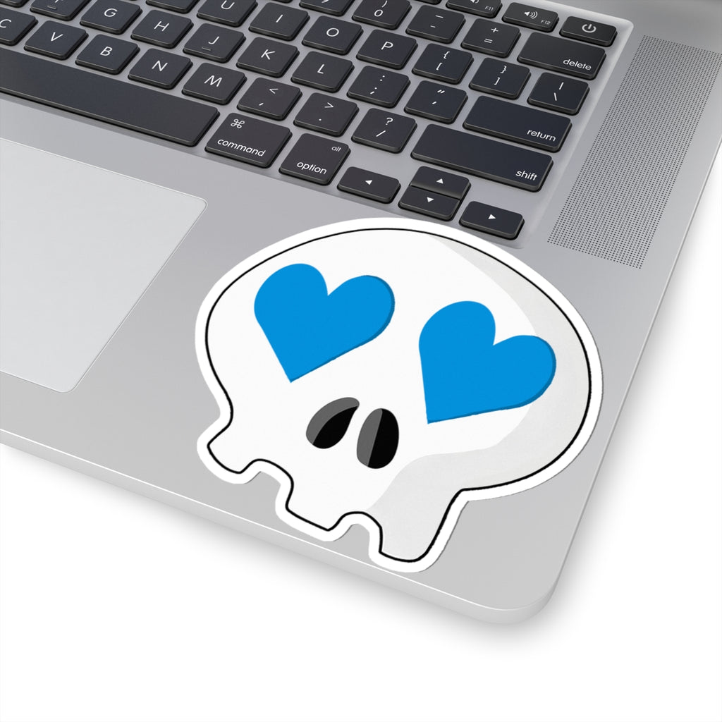 Heart-Eyes Skull Sticker (Blue)