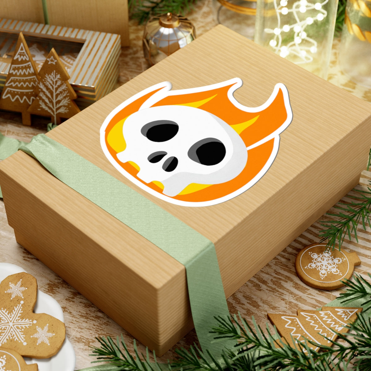 Flaming Skull Sticker