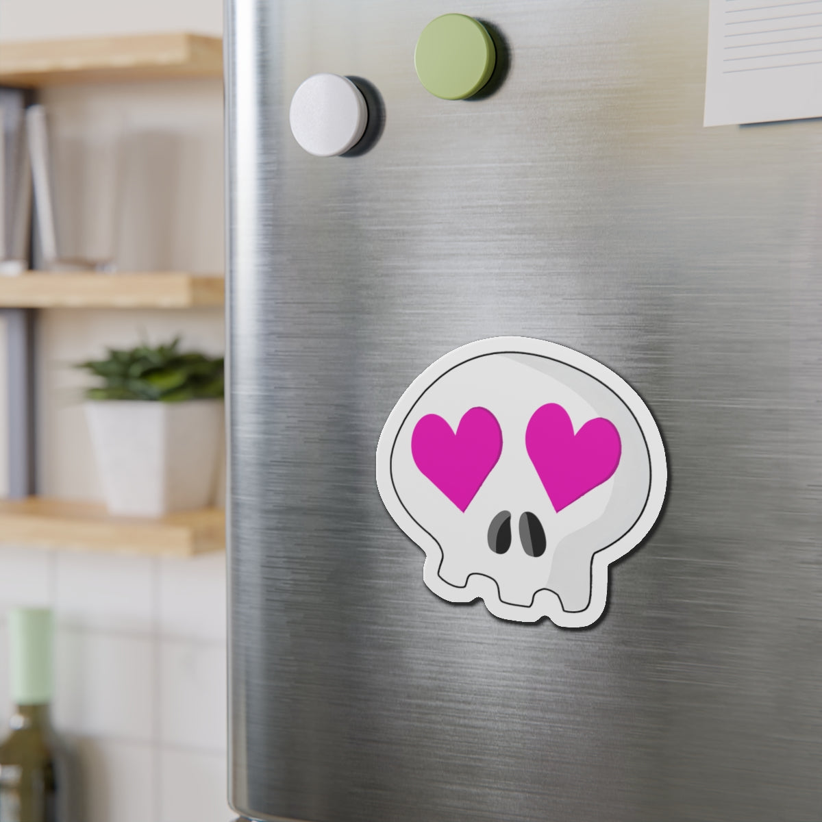 Heart-Eyes Skull Magnet (Pink)