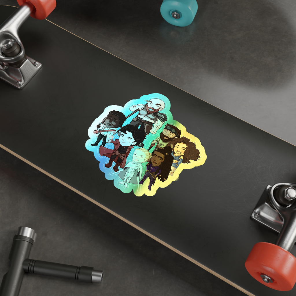 The Crew Huddle Holographic Sticker (Chibi-Style)