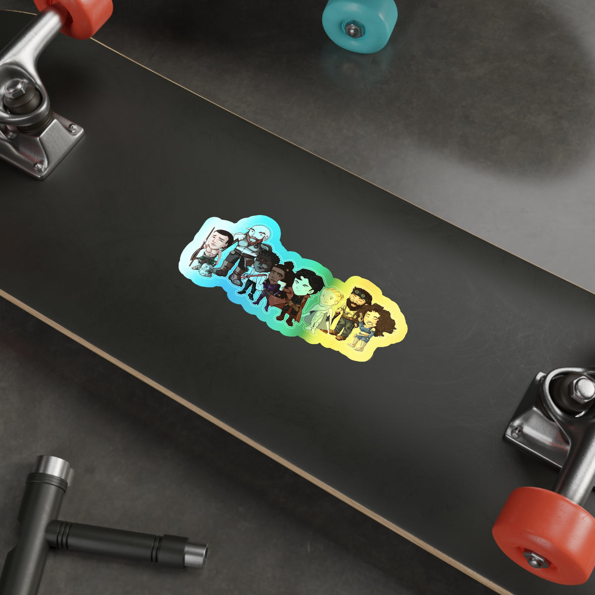 The Crew with Eddie and Little Izzy Holographic Sticker (Chibi-Style)