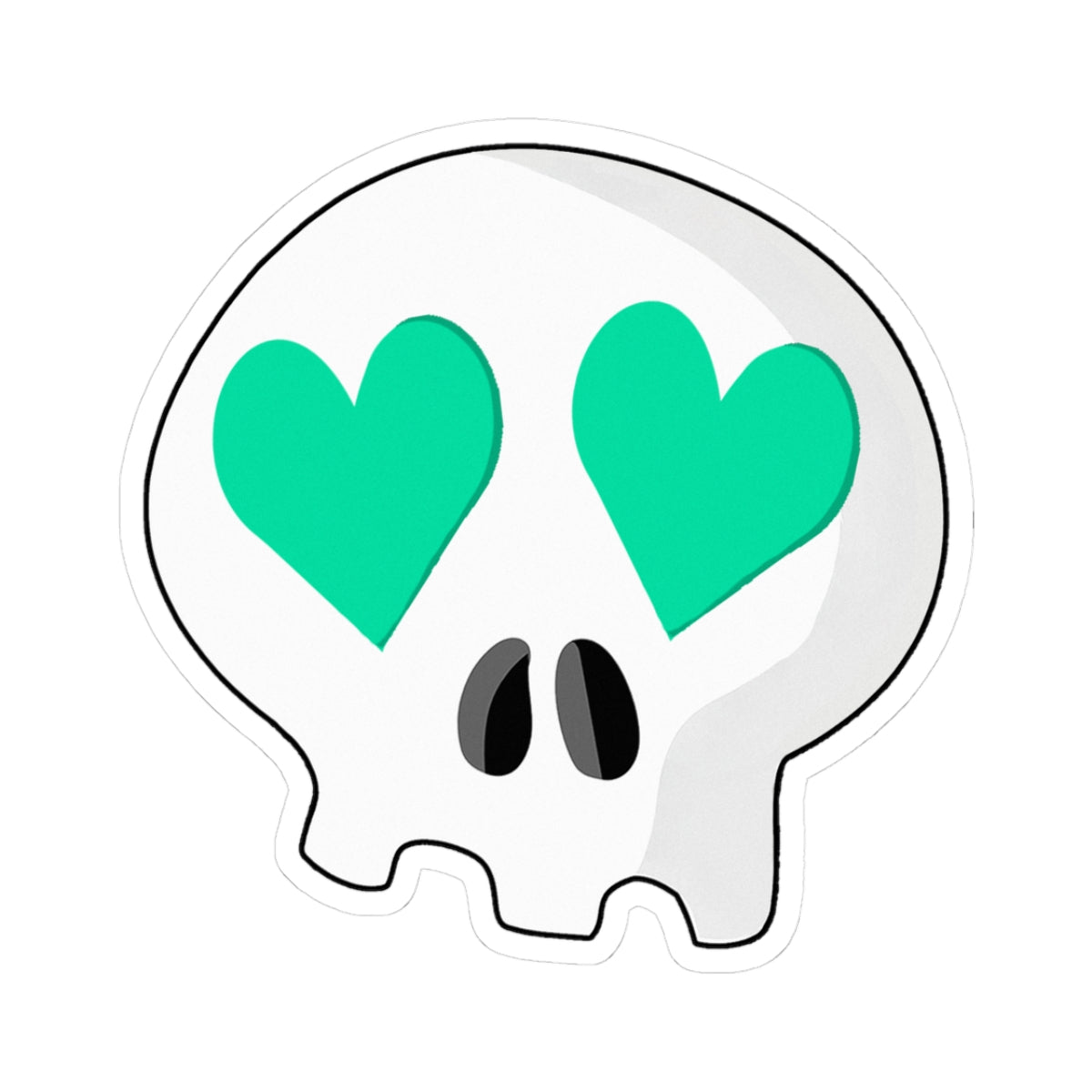 Heart-Eyes Skull Sticker (Teal)