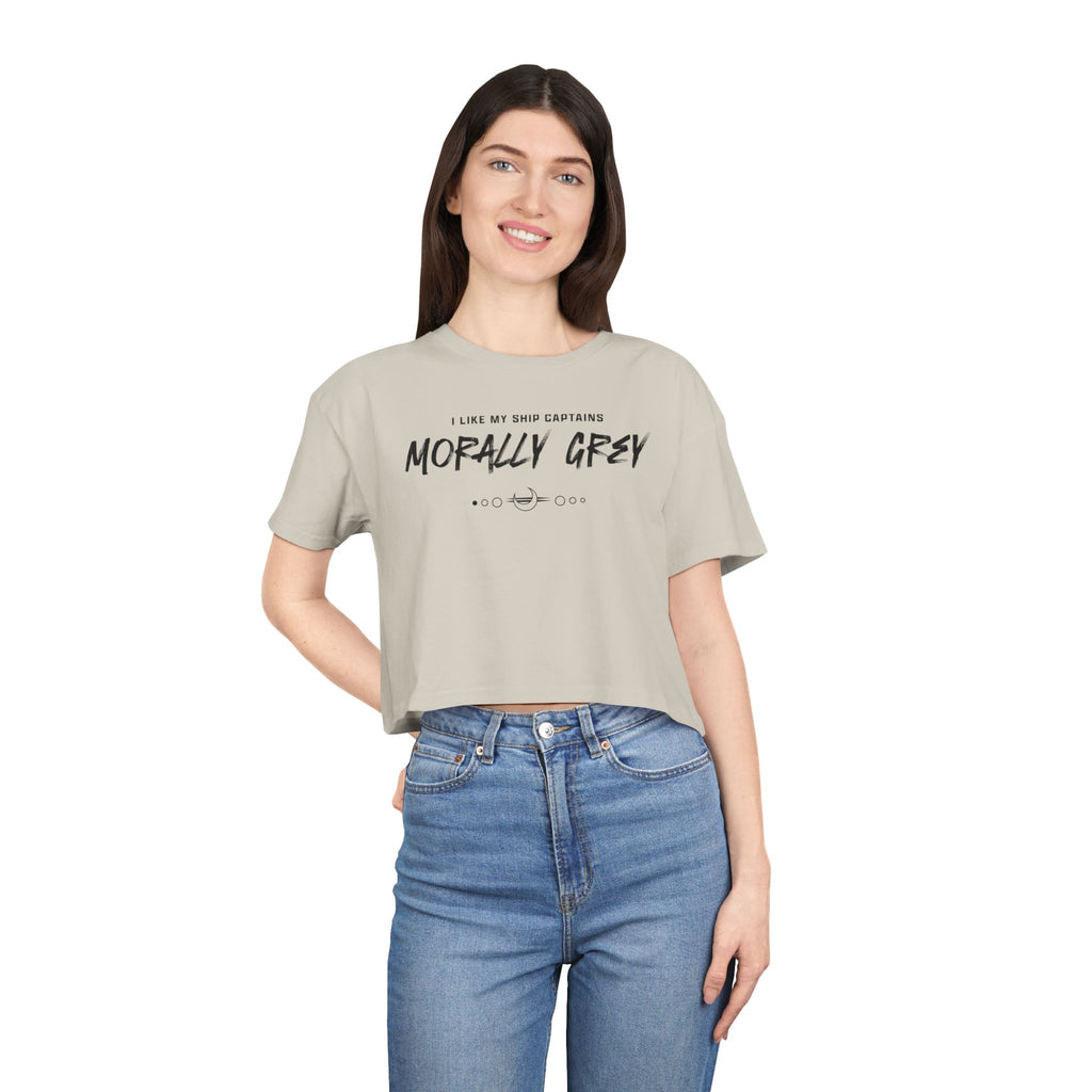 I Like My Ship Captains Morally Grey Crop Tee