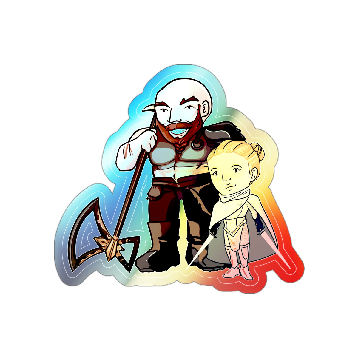 Dot and Mars Holographic Sticker (Chibi-Style)