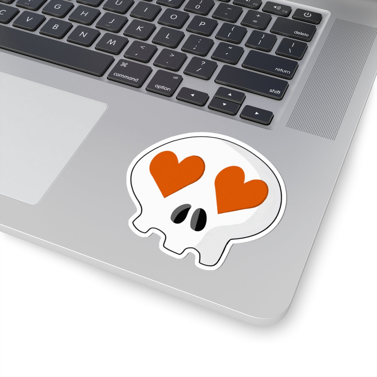 Heart-Eyes Skull Sticker (Orange)