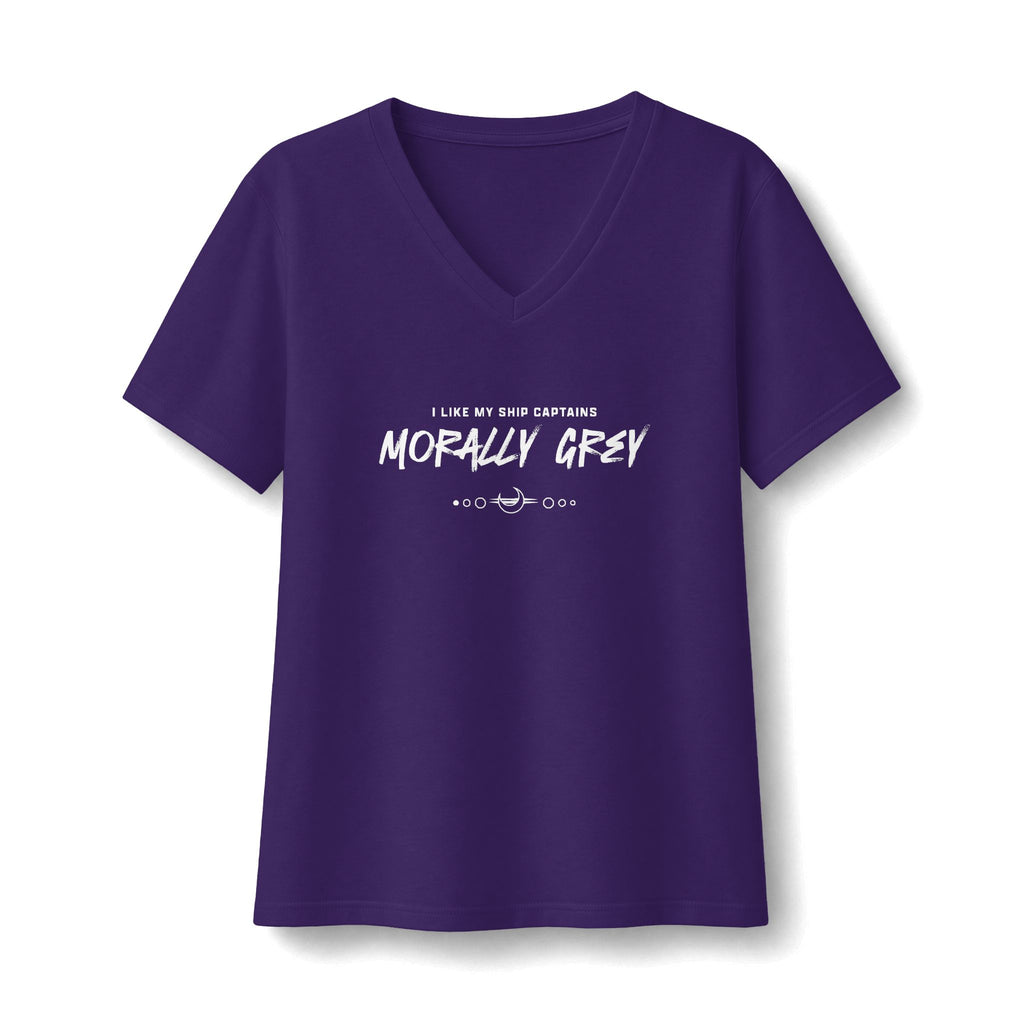 I Like My Ship Captains Morally Grey Women's Relaxed V-Neck Tee
