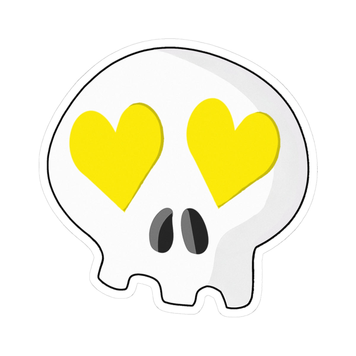 Heart-Eyes Skull Sticker (Yellow)