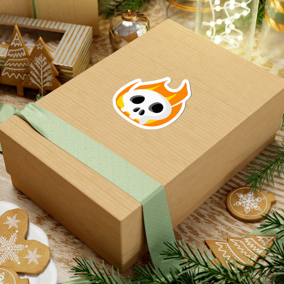 Flaming Skull Sticker