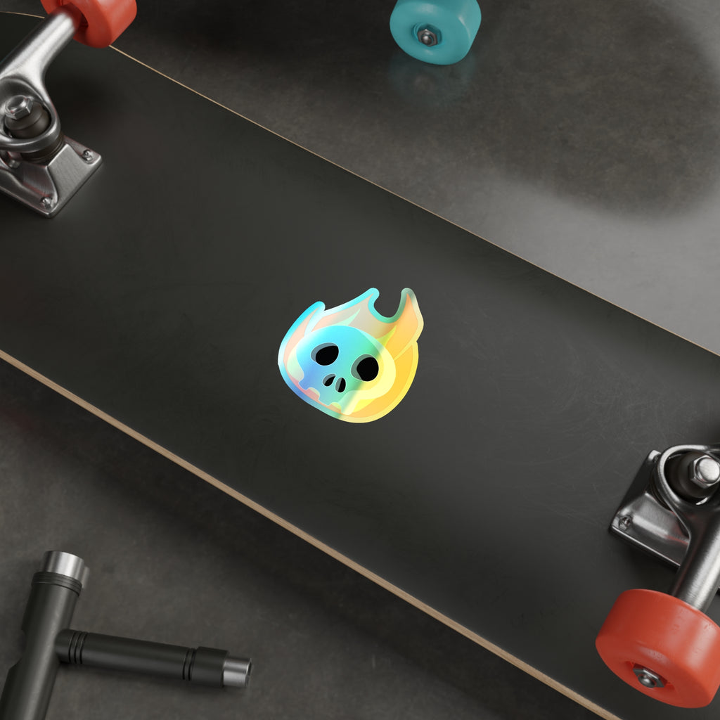 Flaming Skull Holographic Sticker