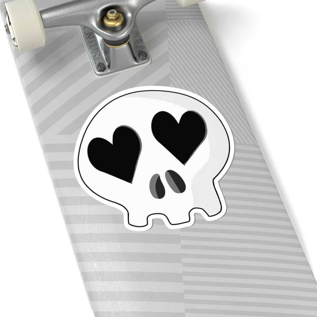 Heart-Eyes Skull Sticker (Black)