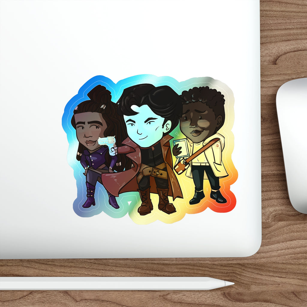 Grey, Minn, and Farlow Holographic Sticker (Chibi-Style)