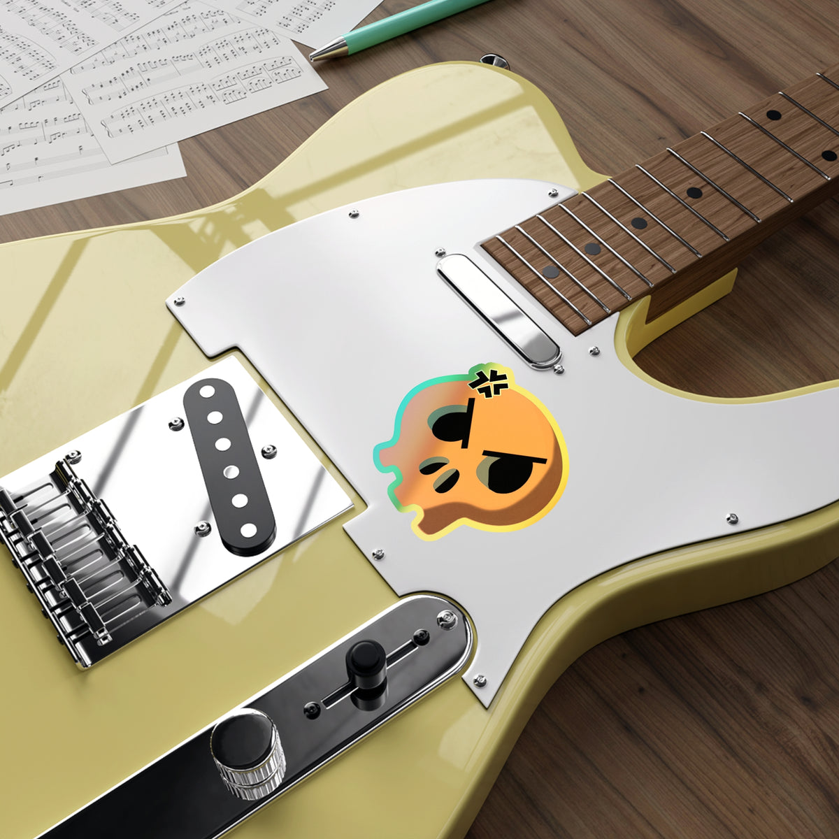 Angry Skull Holographic Sticker